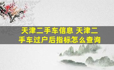 天津二手车信息 天津二手车过户后指标怎么查询